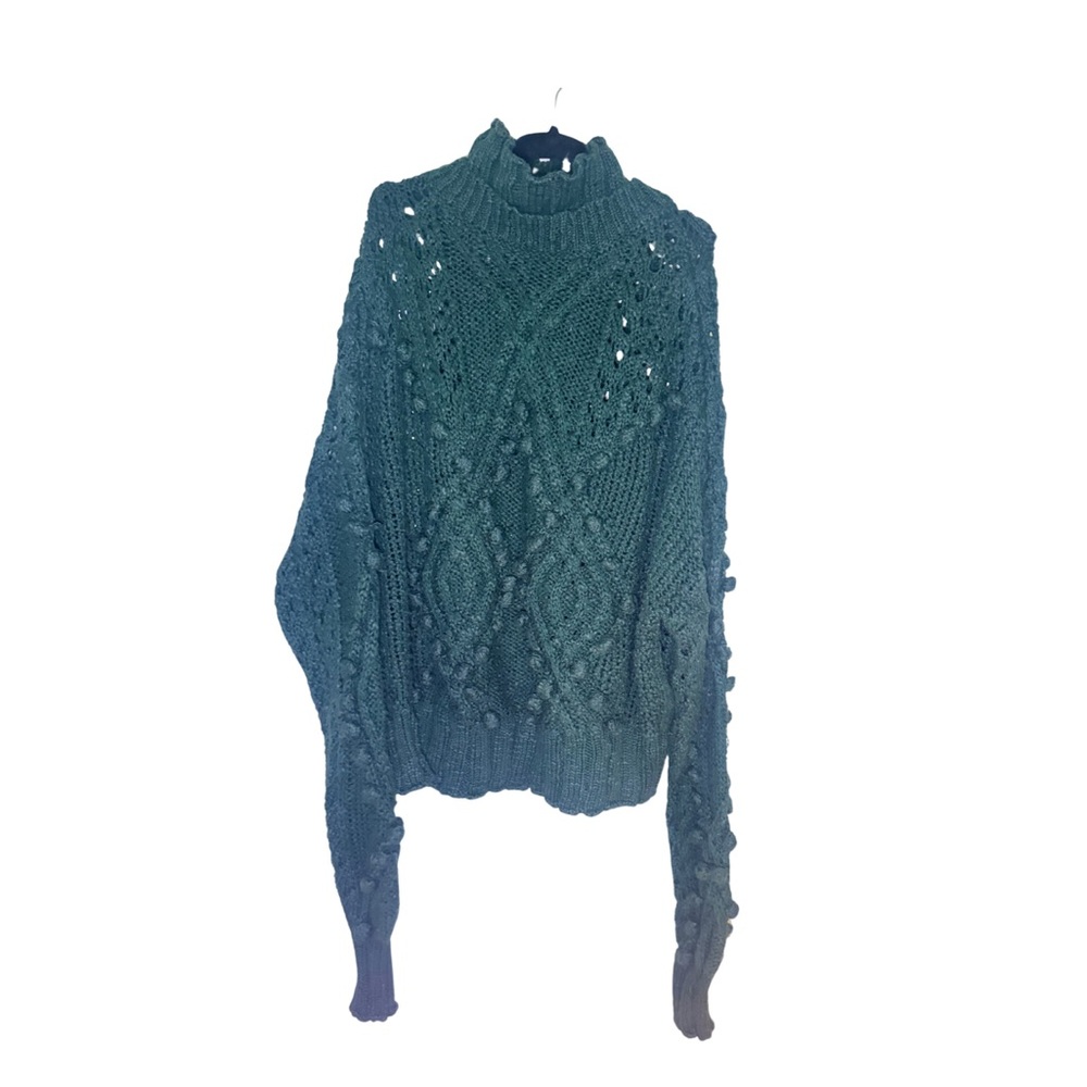 Lovers + Friends - Daybreak Cable Knit Pom Pom Sweater in Green - Picture 2 of 6